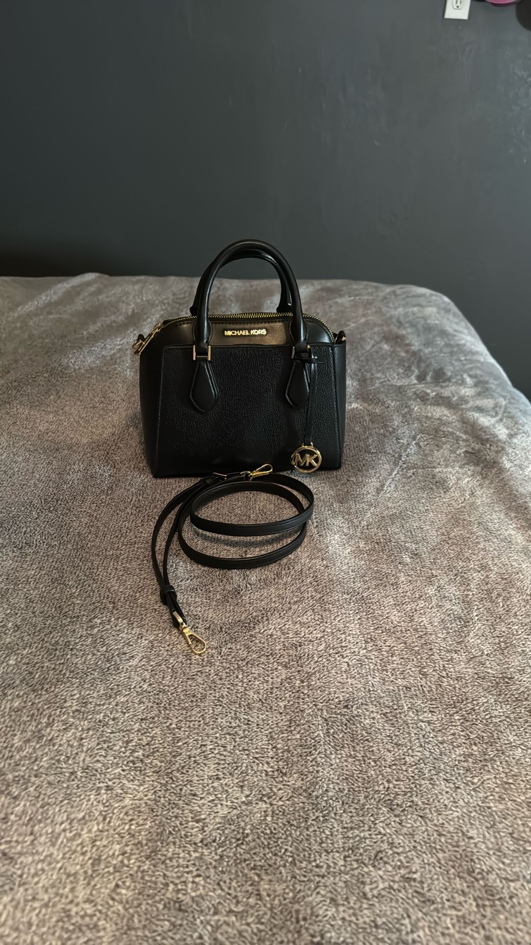 Michael Kors Small 2 in 1 Satchel Crossbody Signature MK Bag Black Good ππ»