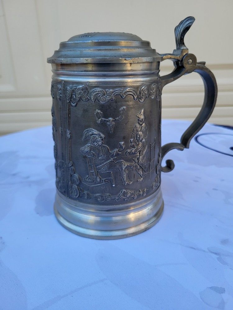 Vintage BMF Zinn 95% German Pewter Beer Stein - Made in Germany