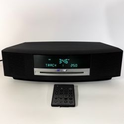 BOSE Wave Music System Black AM/FM Radio CD Player Alarm Clock Remote See Video
