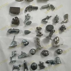 HUGE MIXED LOT 35 Monopoly Metal Tokens Vintage to Many Editions As Picturesd