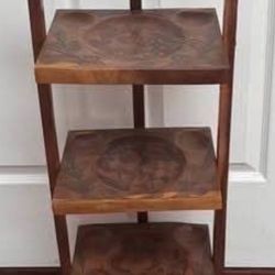 Vintage 3 Tier Needs Some Work Foldable Indented Serving Table Shelfs one tray has a small crack Just $5