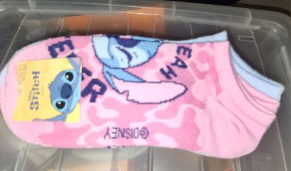 Disney Stitch 5 pairs of Socks Shoe Size 4-10