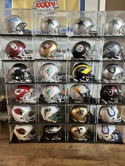 Autographed Mini Helmets - COA & Cases Included