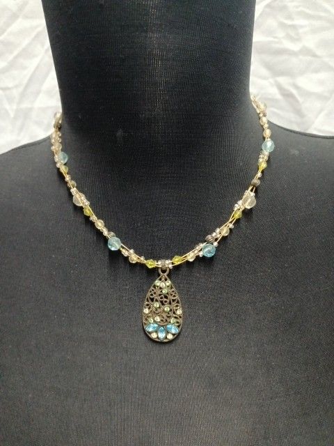 1928 Vintage Style 15 1/2 In. Necklace with Teardrop Pendant 