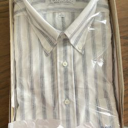 Van Heusen editions shirt men's size 17 32/33  blue & white striped shirt NWT