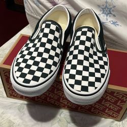 Vans Slip Ons Green Checkered