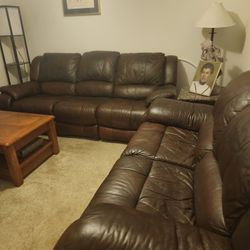 Leather  Couch, Loveseat And Recliner