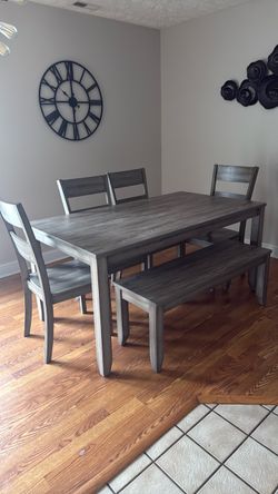 Dining room table with bench