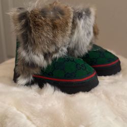 🍀🤎 Little Kids Custom Snow Boots Gucci Print