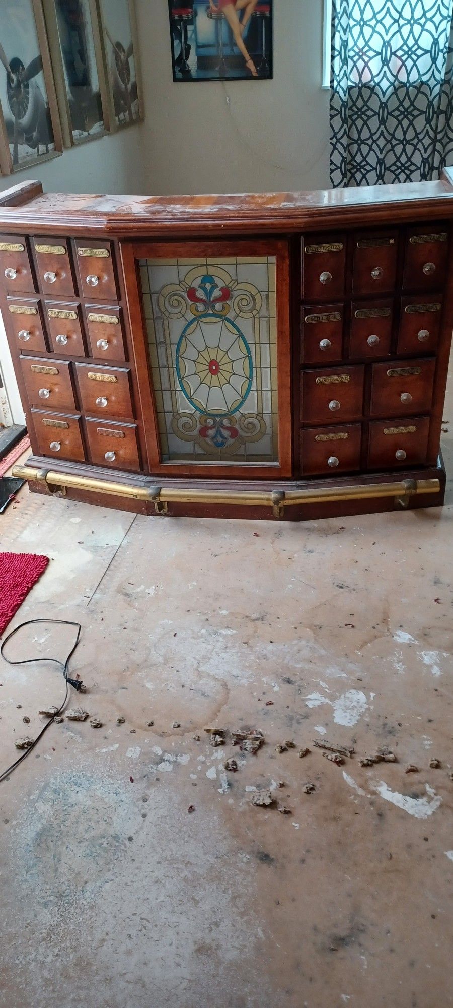 Solid Wood Bar  Stained Glass. 