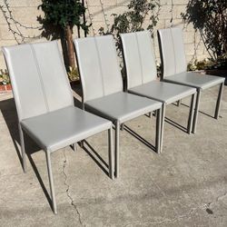 Modern Set Of 4 Euro Italian Milan Leather Style Dining Chairs 
