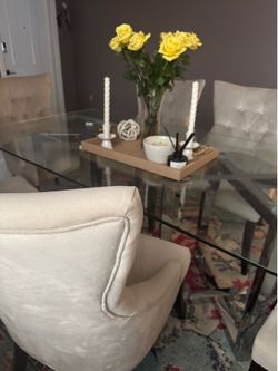 Modern Glass  table, and buffet
