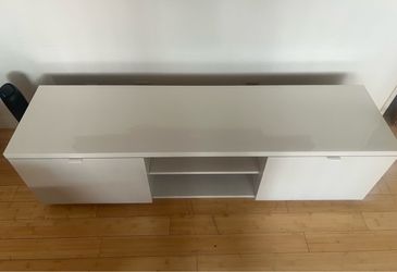 Modern White TV Stand / Media Console with Storage