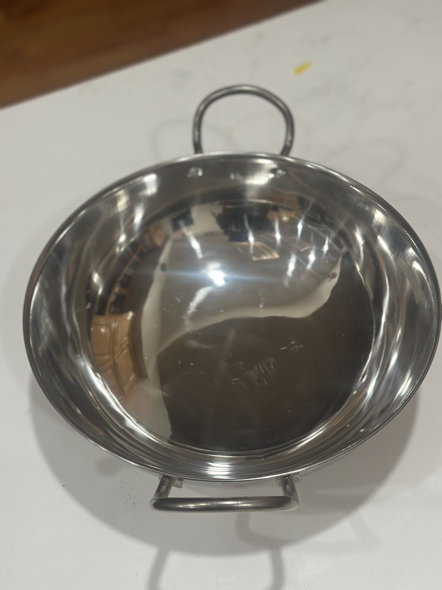 Deep Bowl With Handle , Stainless Steel Very Large 13” In Diameter Brand New
