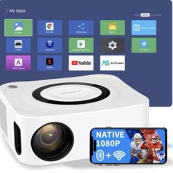 Home HD Projector 1080P Bluetooth WIFI Mobile Phone Smart Projector, Specification: US Plug(2+16G)