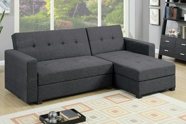 Brand new 92" x 56" gray/navy/black storage sectional