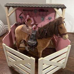 Our Generation Horse Barn Playset for 18" Dolls and horse