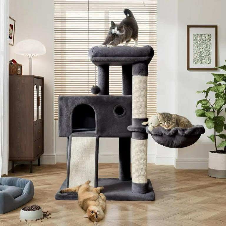 36 Inch Cat Tower Multi-Level Cat Tree with Scratching Posts Kitty Pet Play House, Dark Blue