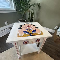 Hand Painted Unique Bedside Table 