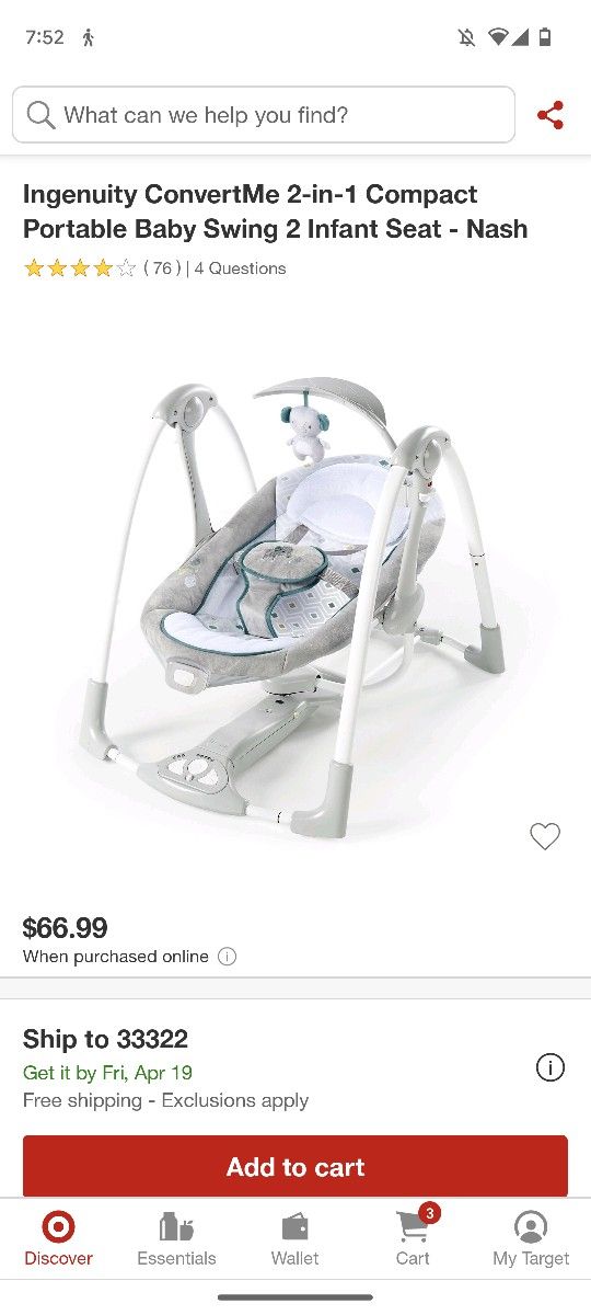 Brand New Baby Swing