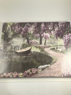 Wisteria Park Lighted Canvas Wall Art - LED Garden Scene - $15