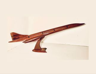 Mahogany Wood Concorde Airplane Display Model