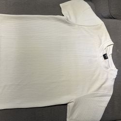 New  Men’s Cream Textured Tee (Large) | Minimal Aesthetic Shirt