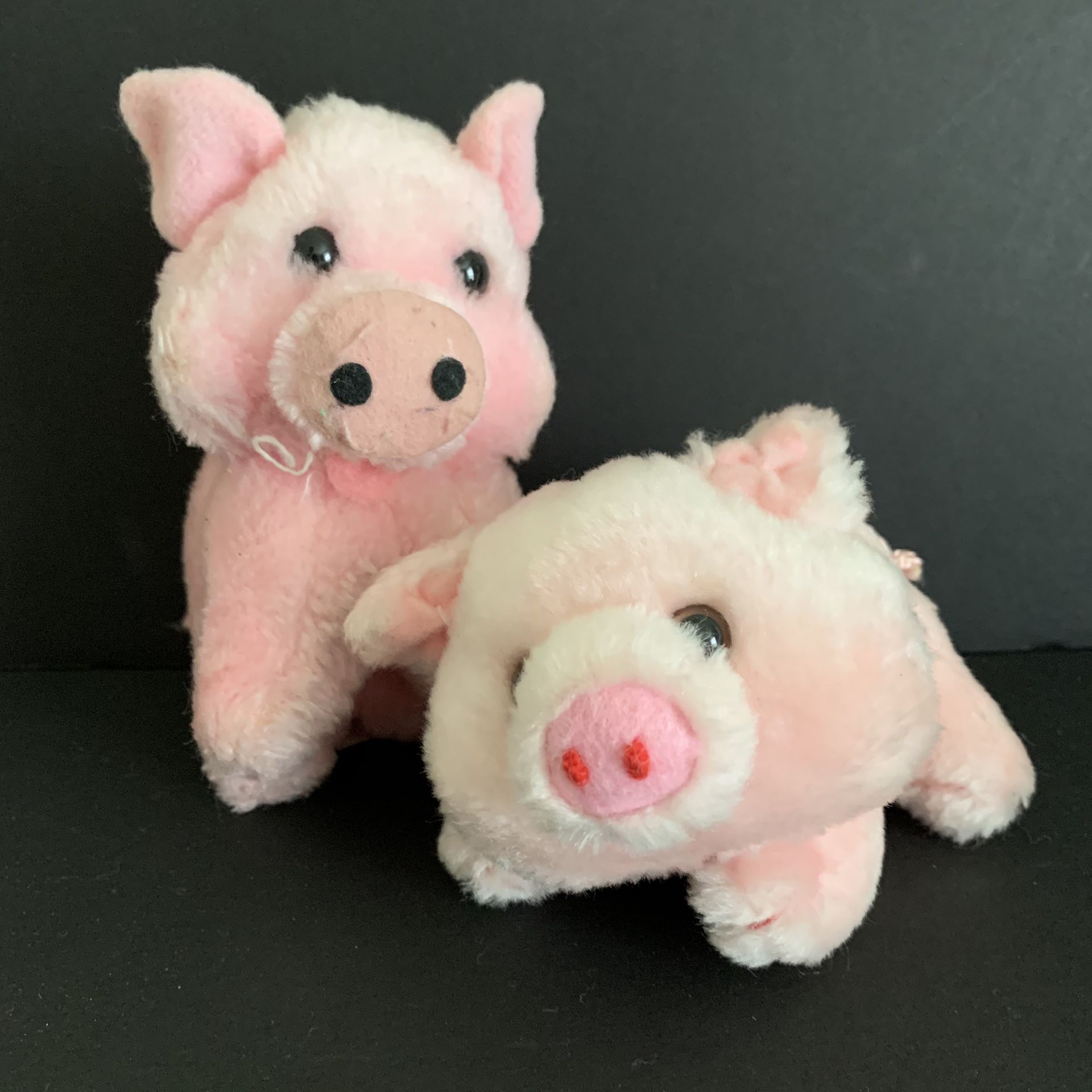 Vtg 80s Russ Plush Pig Pair Piglet Stuffed Animal