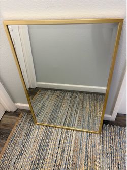 Glass Wall Mirror - Gold Rim - 37” x 25”