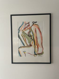 Framed Modern Nude Line Painting (large)