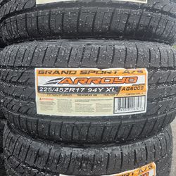 225-45-17 !!! ARROYO SPORT A/S !!! $300 LAS 4 LLANTAS MONTADAS Y BALANCEO INCLUIDO 👌