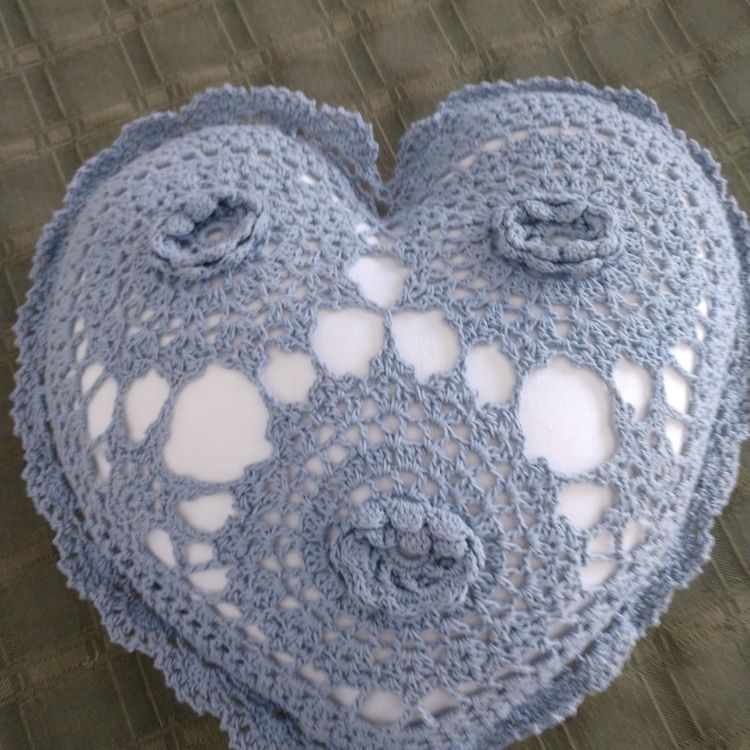 Crochet Heart Shaped Pillow