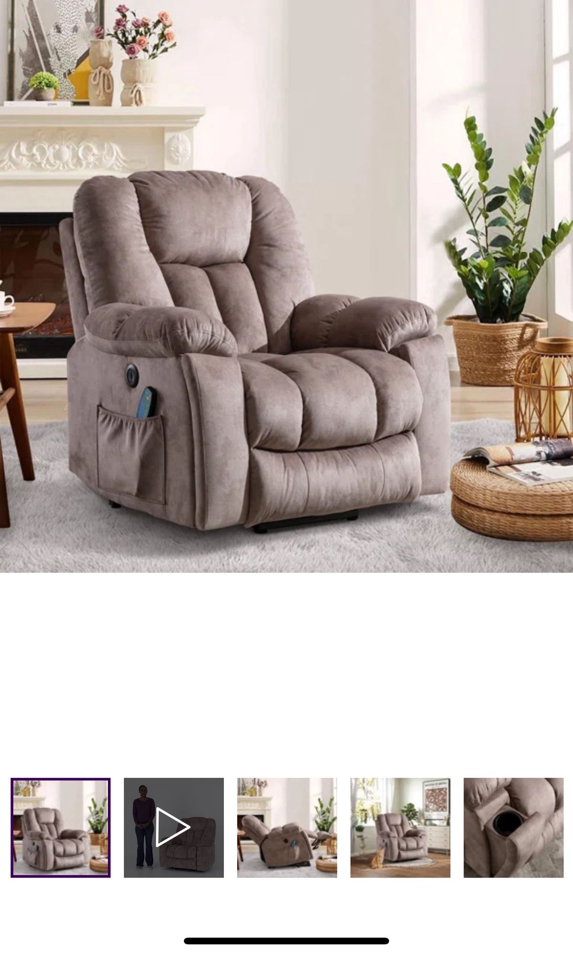 Oversized Electric Recliner . Massage , Heat, Recline