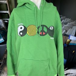 Stussy Harmony Hoodie Mens size medium green Logo Sweatshirt as is condition