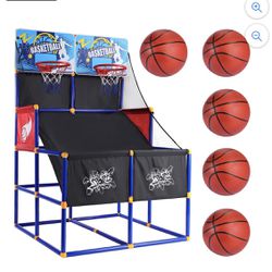 Indoor Basketball Arcade Game, YOFE Kids Basketball Hoop with 6 Basket Balls, 1 Basket Pump, Basketball Net & 2 Goals, Outdoor Indoor Basketball Shot 