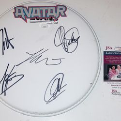 AVATAR SIGNED AUTOGRAPHED 12”EVANS DRUMHEAD WHOLE BAND ALL 5 JSA COA RARE READ*