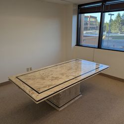 Elegant Travertine And Marble Dining / Conference Table