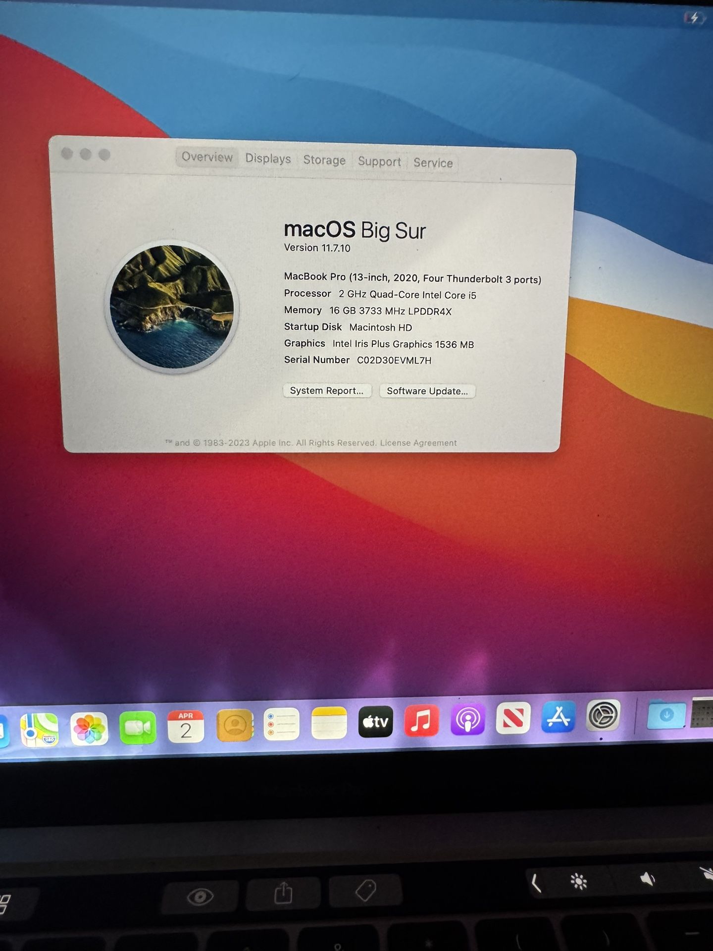 Apple MacBook Pro 2020 13" with Touchbar 2 GHz i5 16GB 512GB SSD | Space Gray | Very Good