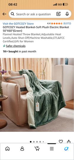 GOTCOZY Heated Blanket-Soft Plush Electric Blanket 50"X60"(Green)
