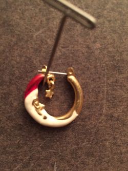 SANTA CLAUS IN THE MOON HOOP EARRING 3/4” round