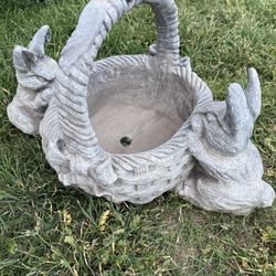 Vintage Bunny Basket Yard Decoration