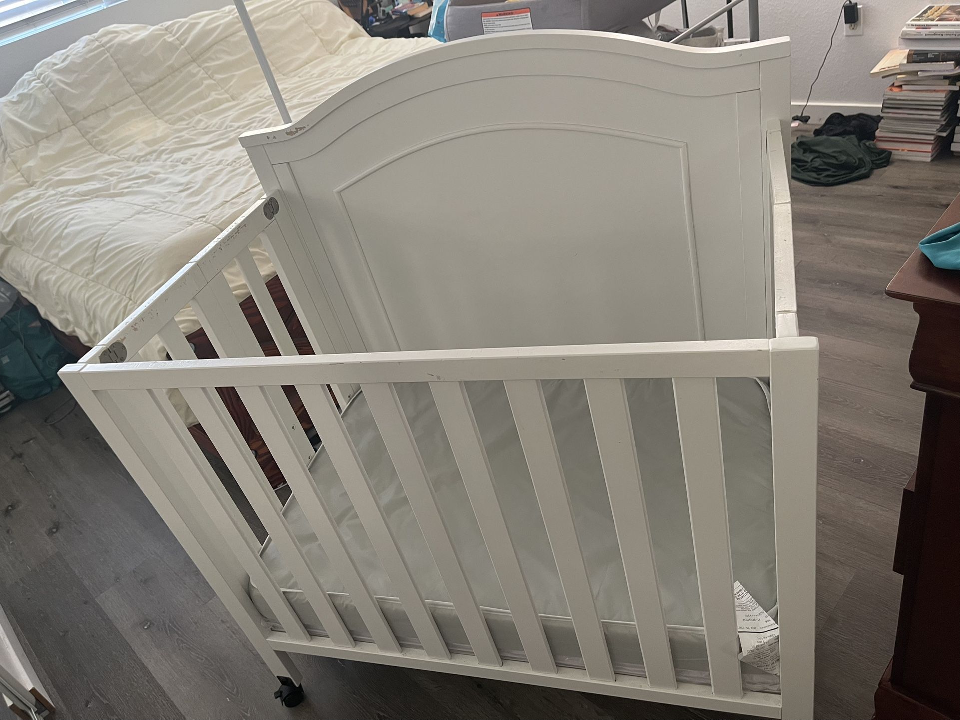 Folding Convertible 3 In 1 Mini Crib & Mattress