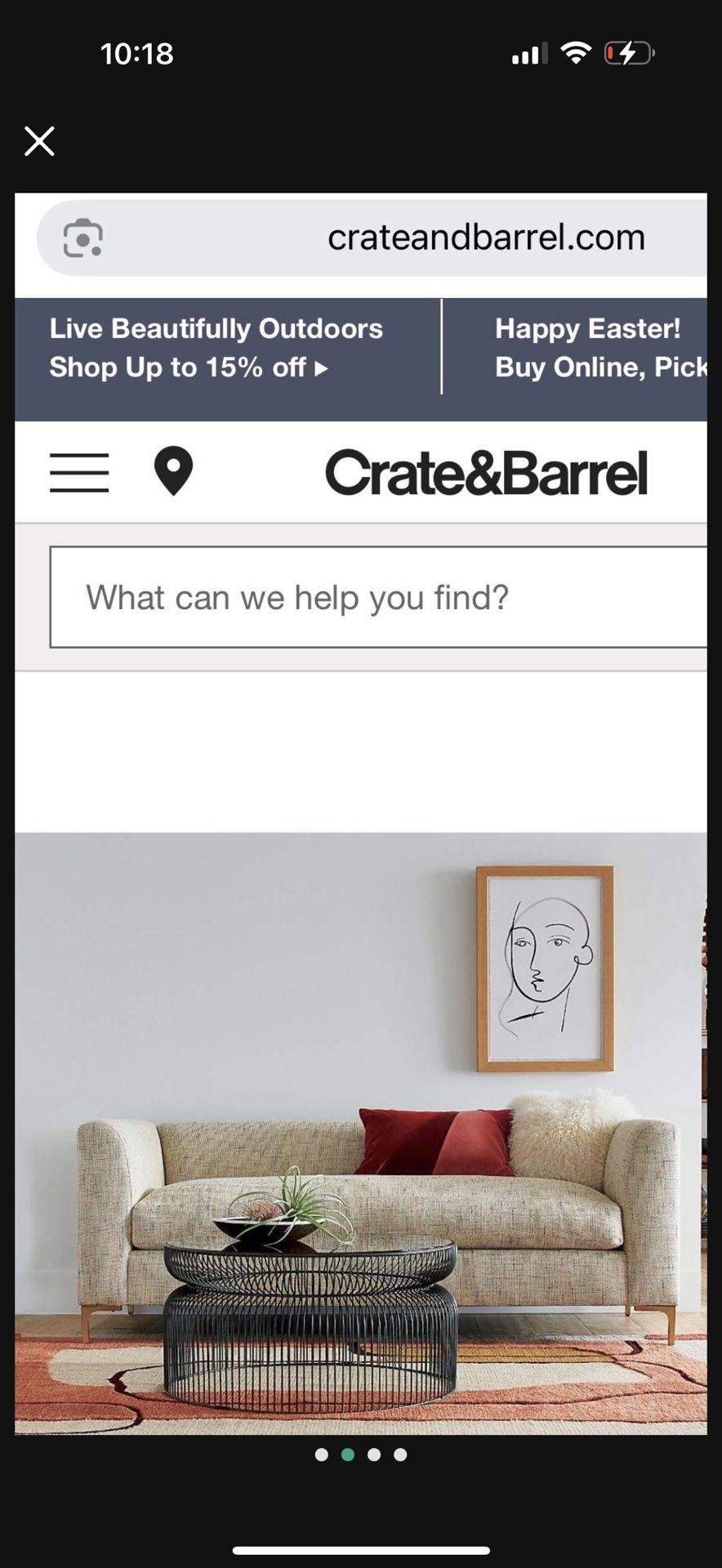 Crate And Barrel Couch/sofa/love Seat Apartment Couch