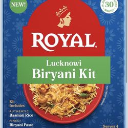 Royal Lucknowi Biryani Kit - White Basmati Rice, Biryani Paste, and Whole Spices - 11.5 oz Box