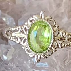 Elegant Natural Peridot Ring. Adjustable
