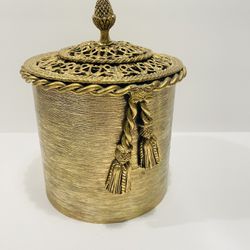 Vintage Gold Tissue Cover Twist Rope Gilded Style Build Toilet Roll Holder , Hollywood Regency Style