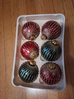Vintage Glass Christmas Ornaments Set