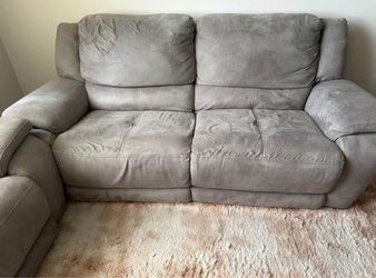 Gray Fabric Recliner Loveseat Sofa