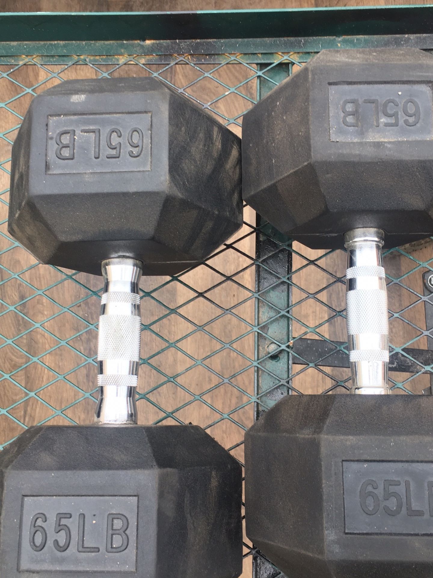 65lb Rubber Hex Dumbbells