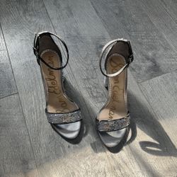 SILVER SAM EDELMAN SEQUINS HEELS SIZE 6